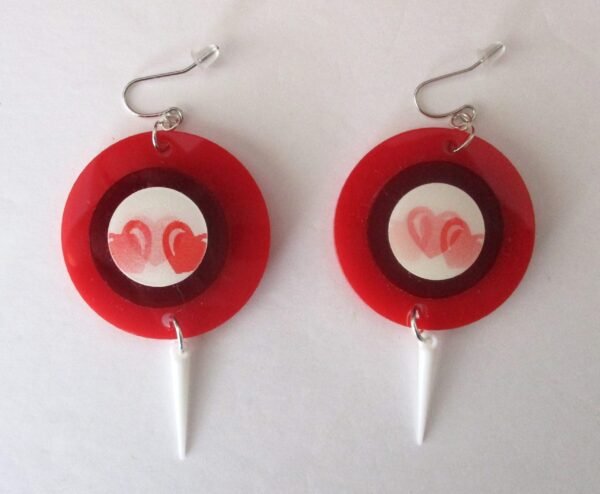 Pair of Vintage "Winkie" Heart Earrings/Valentine's Day/Boho/Anniversary/Shabby Chic - Image 4