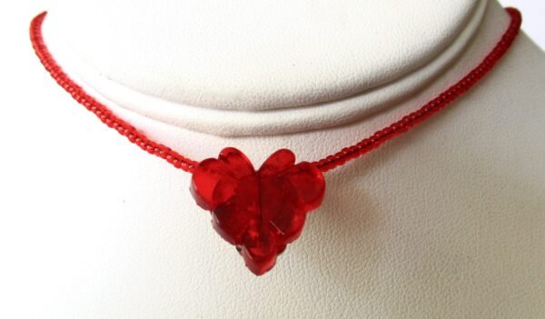 Vintage Red Crystal Leaf Clip-On Earrings With Matching Crystal  Choker Necklace/Boho/Hippie - Image 4