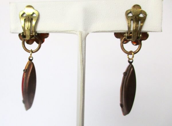 Pair of Vintage Vauxhall Deep Red Glass Clip-On Earrings/Boho/Shabby Chic - Image 5