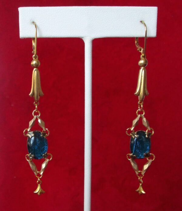 Pair of 3 1/4-inch Butterfly Wing & Brass Earrings - Image 2