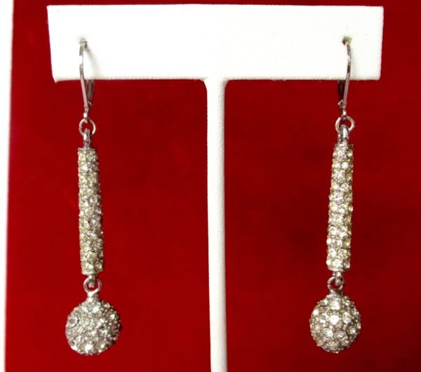 Pair of Disco Silver & Rhinestone Earrings/Boho/Shabby Chic
