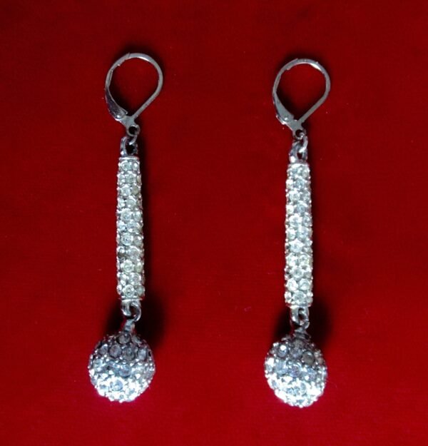 Pair of Disco Silver & Rhinestone Earrings/Boho/Shabby Chic - Image 3