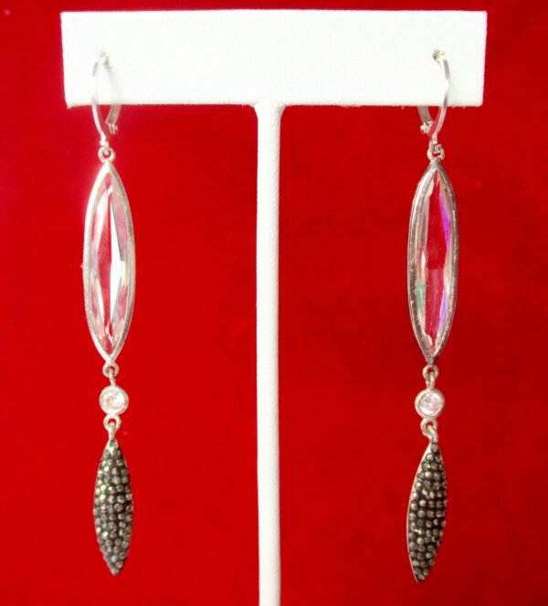 Pair of Vintage Crystal & Marcasite Earrings/Boho/Shabby Chic - Image 5