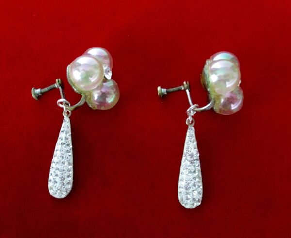 Pair of Vintage Lucite "Soap Bubble" Screw Back Earrings With Rhinestones /Boho/Shabby Chic/Wedding - Image 4