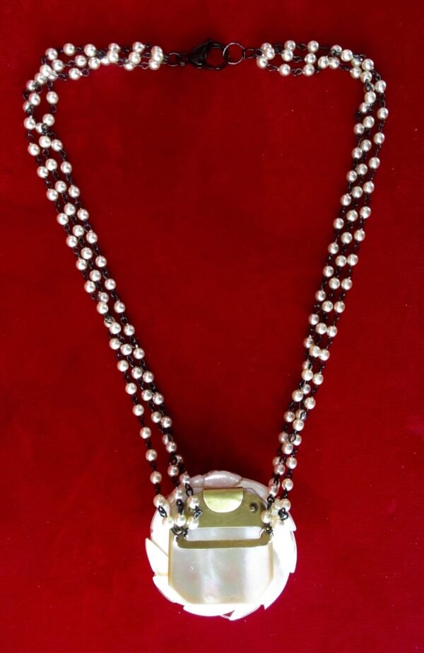 Vintage Mother-of-Pearl Peony Necklace/Boho/Shabby Chic/Wedding - Image 5