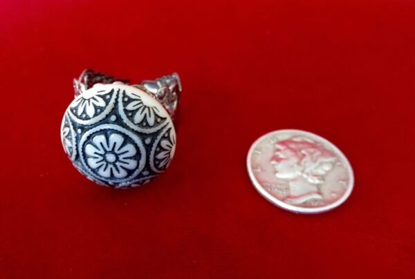 Antique Adjustablet Button Ring - Image 6