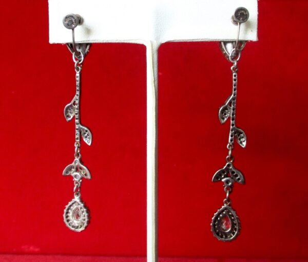 Pair of Vintage Sterling Silver & Crystal Screw Back Vine Earrings/Boho/Shabby Chic/Hippie - Image 6