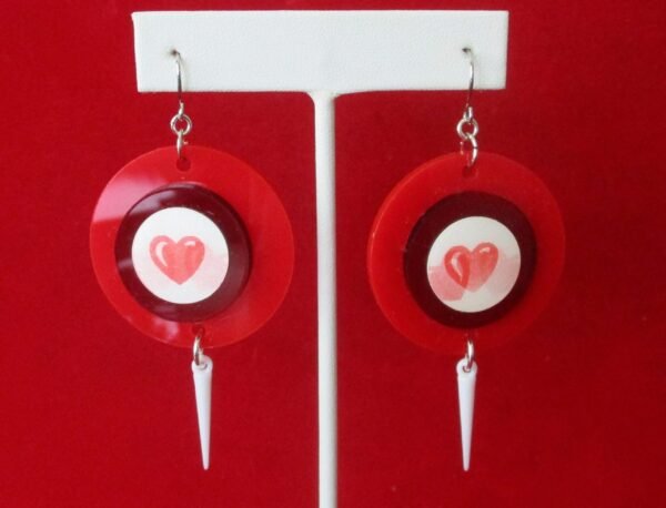 Pair of Vintage "Winkie" Heart Earrings/Valentine's Day/Boho/Anniversary/Shabby Chic