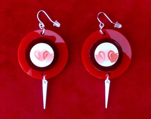 Pair of Vintage "Winkie" Heart Earrings/Valentine's Day/Boho/Anniversary/Shabby Chic - Image 3