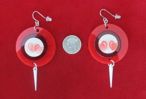 Pair of Vintage "Winkie" Heart Earrings/Valentine's Day/Boho/Anniversary/Shabby Chic - Image 5