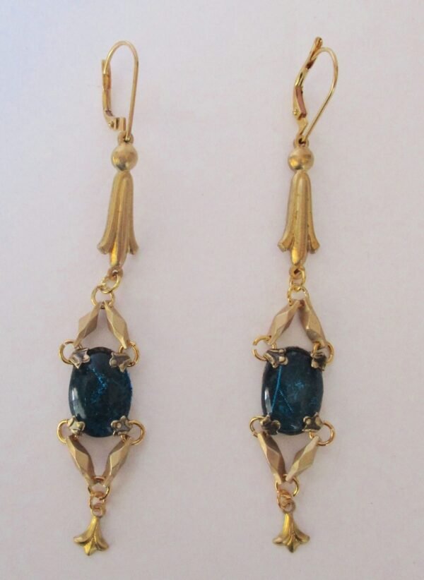 Pair of 3 1/4-inch Butterfly Wing & Brass Earrings - Image 4