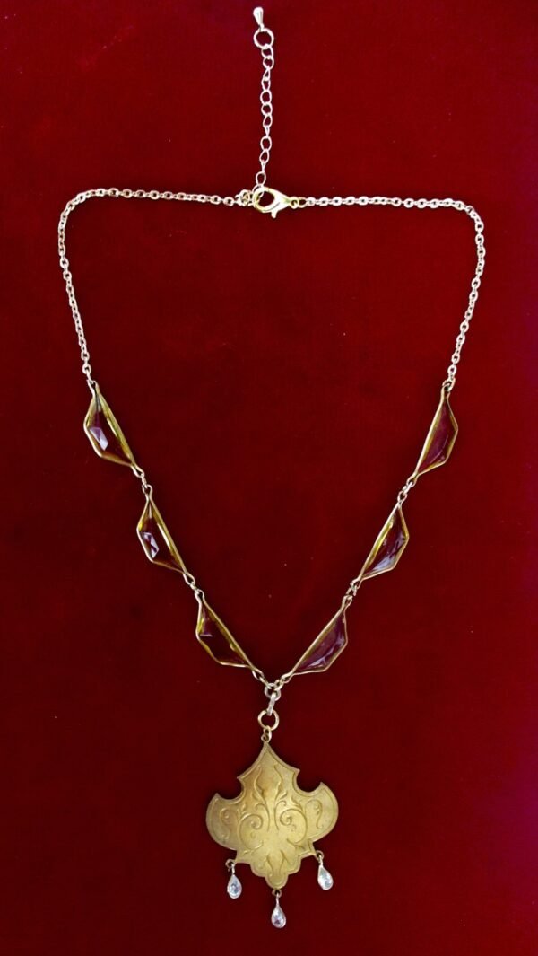 Antique Art-Deco Brass & Crystal Pendant Choker/Necklace - Image 4