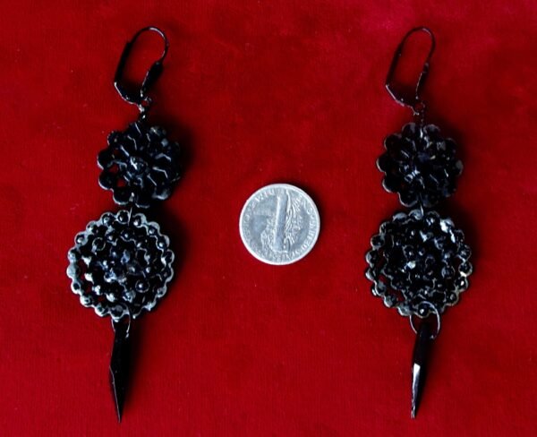 Pair of Victorian-Era French Jet (black glass) 3 1/2-Inch Earrings - Image 5