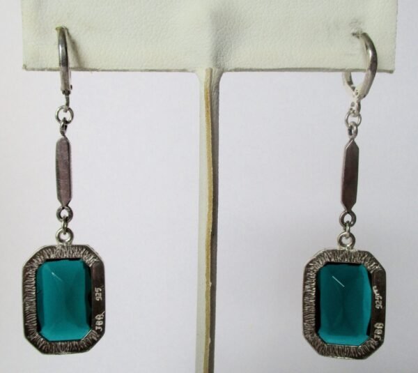 Vintage Jewelry Set: Sterling Silver &  Emerald Green Paste Necklace With Matching Earrings - Image 9