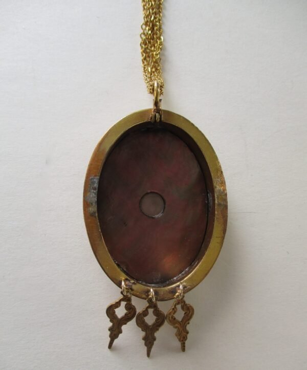 Antique Mother-of-Pearl Cameo & Brass Necklace - Image 7