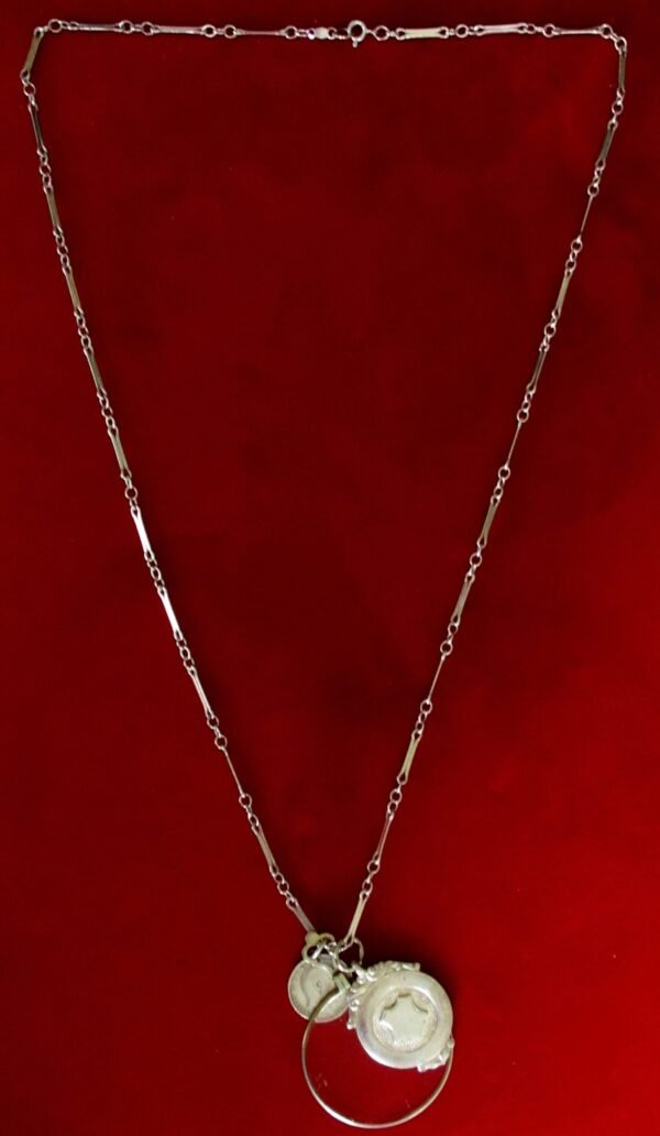 Antique Sterling Silver Chain Necklace With (3) Pendants - Image 2