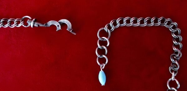 Vintage  Middle Eastern Sterling Silver & Turquoise Glass  Bead Choker Necklace - Image 8