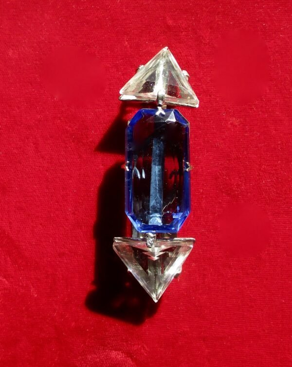 Antique Art-Deco Blue & Clear Paste Fur Clip - Image 3