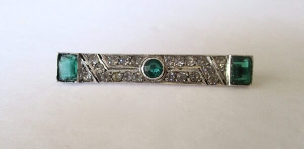 Antique Art-Deco 935 Silver & Crystal Paste Pin - Image 3