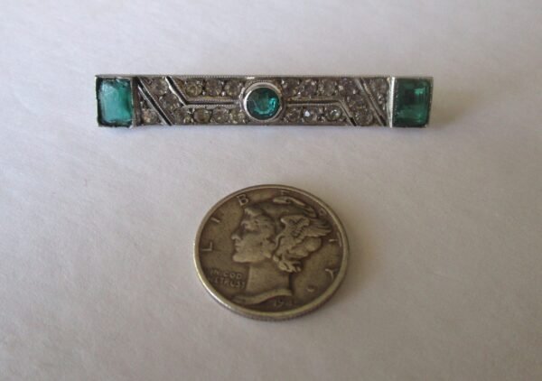 Antique Art-Deco 935 Silver & Crystal Paste Pin - Image 4