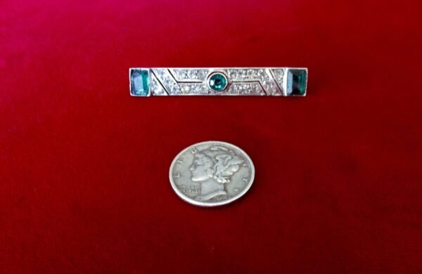 Antique Art-Deco 935 Silver & Crystal Paste Pin - Image 2