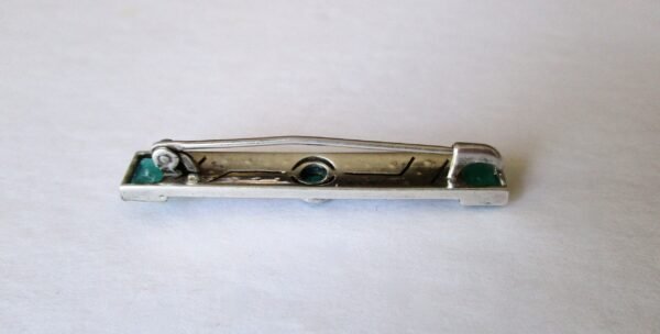 Antique Art-Deco 935 Silver & Crystal Paste Pin - Image 5