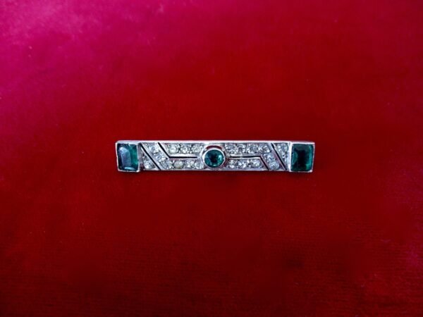 Antique Art-Deco 935 Silver & Crystal Paste Pin