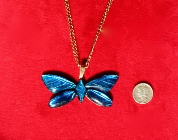 Antique Blue Butterfly Glass Pendant/Necklace - Image 4