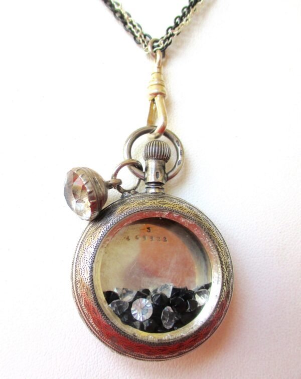 Antique Victorian Shaker Locket Necklace With Georgian Round Paste Button - Image 2