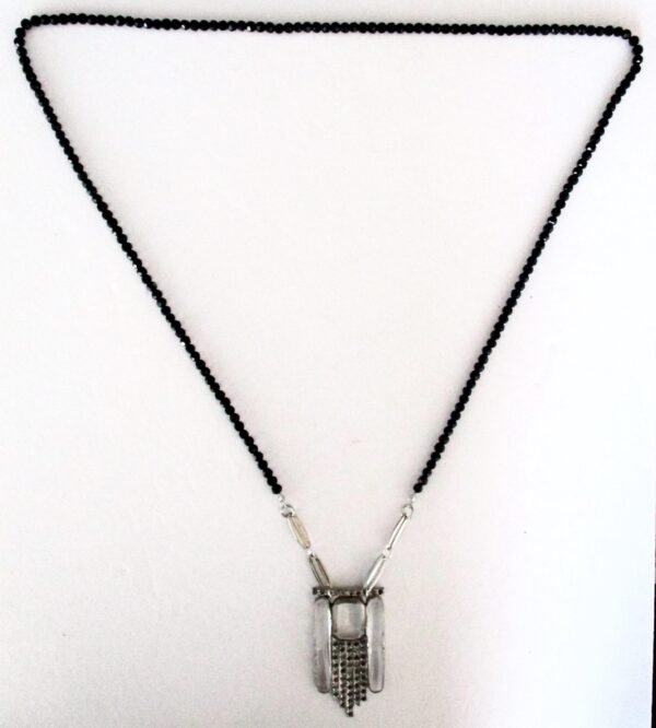 Antique Art-Deco Pendant Necklace With Black Glass Bead Chain - Image 4