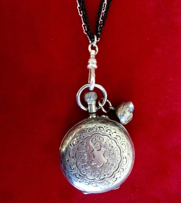 Antique Victorian Shaker Locket Necklace With Georgian Round Paste Button - Image 8