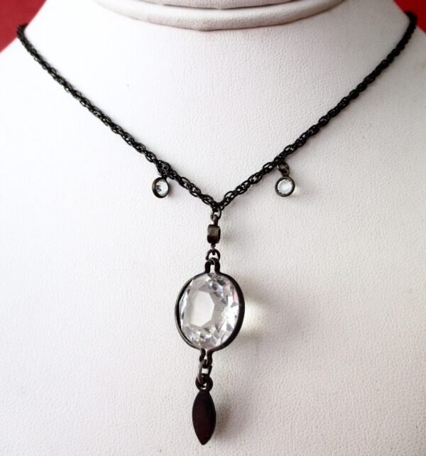 Vintage  Art-Deco Faceted Crystal & Black Metal Necklace/Shabby Chic/Boho - Image 7