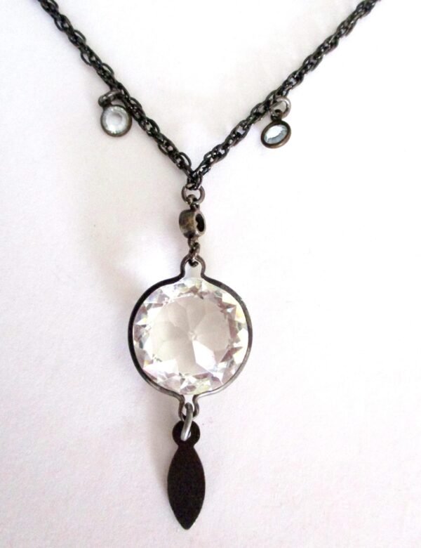 Vintage  Art-Deco Faceted Crystal & Black Metal Necklace/Shabby Chic/Boho - Image 10