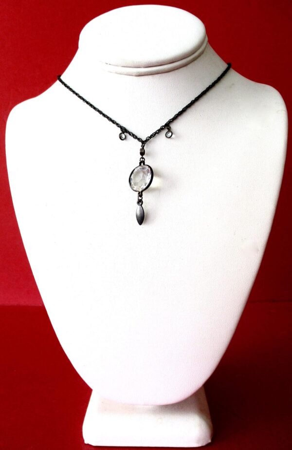 Vintage  Art-Deco Faceted Crystal & Black Metal Necklace/Shabby Chic/Boho - Image 6