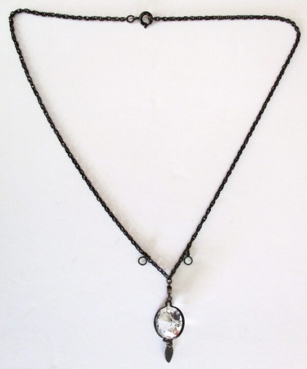 Vintage  Art-Deco Faceted Crystal & Black Metal Necklace/Shabby Chic/Boho - Image 8