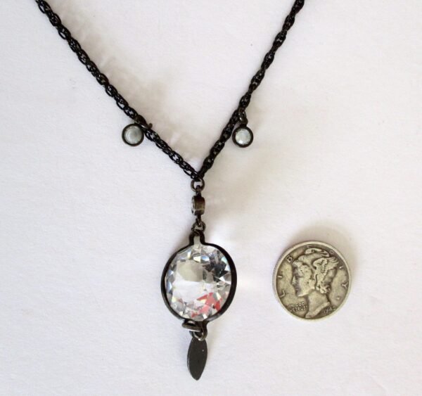 Vintage  Art-Deco Faceted Crystal & Black Metal Necklace/Shabby Chic/Boho - Image 9