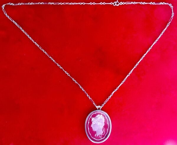 Antique Reverse-Etched Cameo Crystal Pendant Necklace/Wedding/Hippie/Boho - Image 4