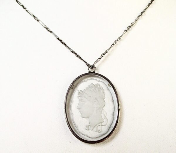 Antique Reverse-Etched Cameo Crystal Pendant Necklace/Wedding/Hippie/Boho - Image 3