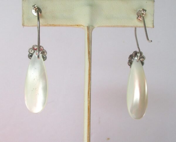 Pair of Antique Mother-of-Pearl and Cut Steel Earrings/Wedding/Boho/HIppie - Image 6