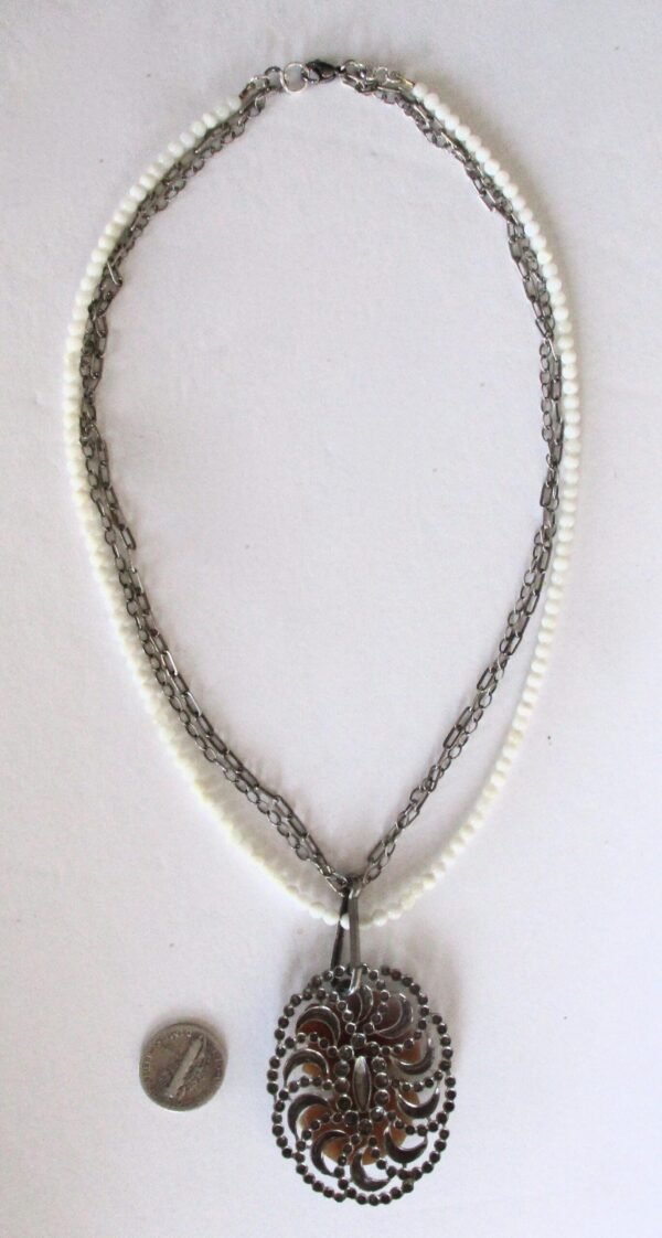 Antique Mother of Pearl and Shell Cameo Choker/Necklace/Pin/Wedding/Boho/Hippie - Image 9
