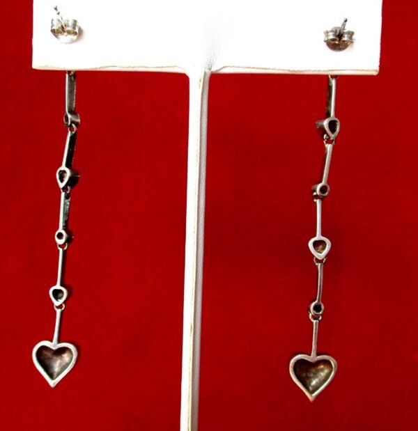 Pair of Vintage Sterling Silver & Marcasite Long Drop/Dangle Earrings/Boho/Hippie Steampunk - Image 5