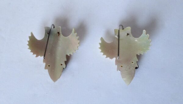 Pair of Antique Cut Steel & Hand-Carved Mother-of-Pearl Earrings/Boho - Image 5