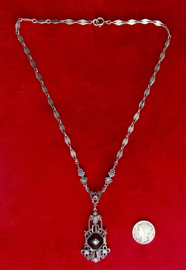 Antique Sterling Silver - Black Onyx - Marcasite Choker/ Necklace/Boho/Steampunk - Image 2