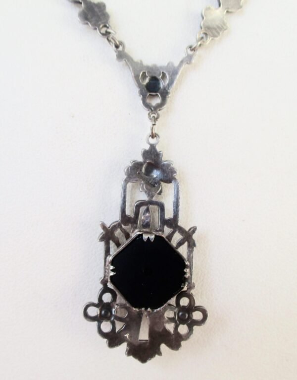 Antique Sterling Silver - Black Onyx - Marcasite Choker/ Necklace/Boho/Steampunk - Image 8