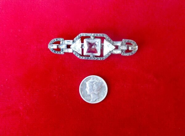 Antique Sterling Silver - Marcasite - Crystal Pin/Brooch/Wedding/Boho - Image 3