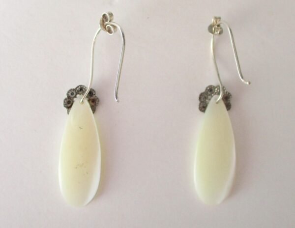 Pair of Antique Mother-of-Pearl and Cut Steel Earrings/Wedding/Boho/HIppie - Image 5