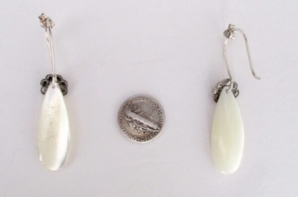 Pair of Antique Mother-of-Pearl and Cut Steel Earrings/Wedding/Boho/HIppie - Image 3