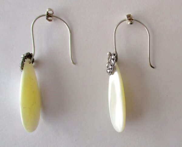 Pair of Antique Mother-of-Pearl and Cut Steel Earrings/Wedding/Boho/HIppie - Image 4