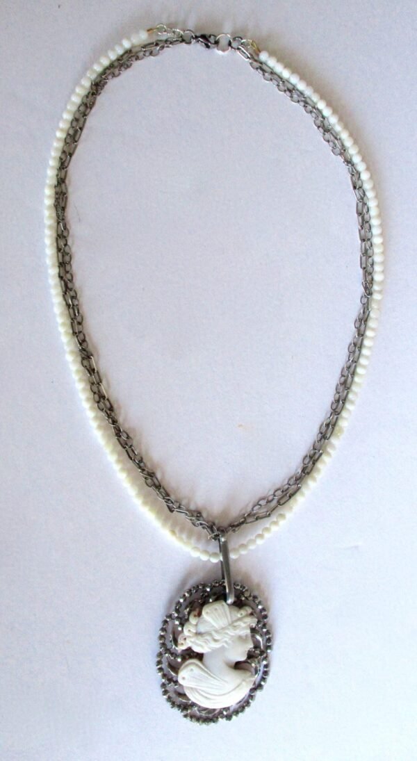 Antique Mother of Pearl and Shell Cameo Choker/Necklace/Pin/Wedding/Boho/Hippie - Image 5