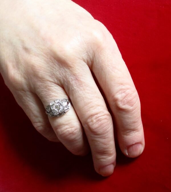 Vintage 9-Stone Platinum & Diamond Engagement Ring of 1.6 cts/Wedding/Boho/Hippie - Image 4
